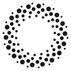 Round dotted shape. Halftone ring logo template