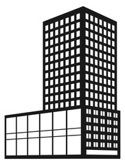Skyscraper black icon. Urban downtown business office