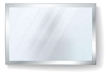 Squared mirror mockup. Wall reflective surface frame