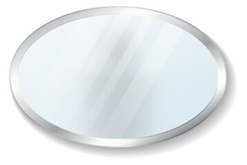 Wall mirror mockup. Realistic oval reflective surface