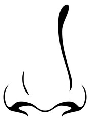 Nose drawing. Black hand drawn face element