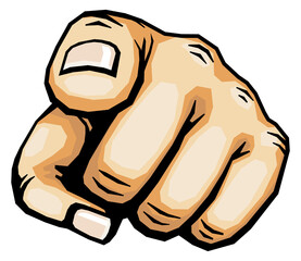 Pointing finger in pop art style. Male hand for poster
