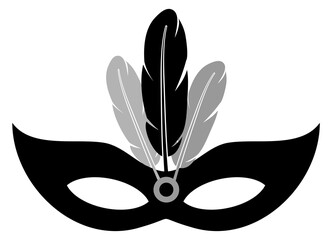 Feathered venetian mask. Black festival eye accessory