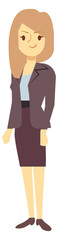 Business woman in suit. Office female cartoon character