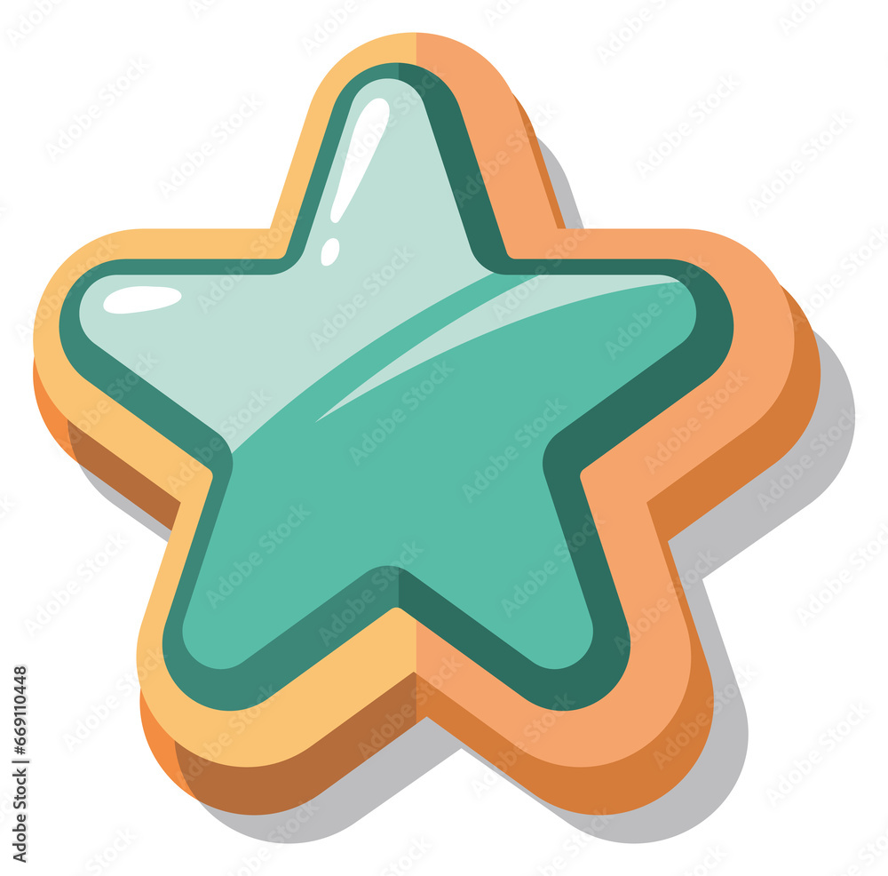 Poster star shape button. cartoon game ui element