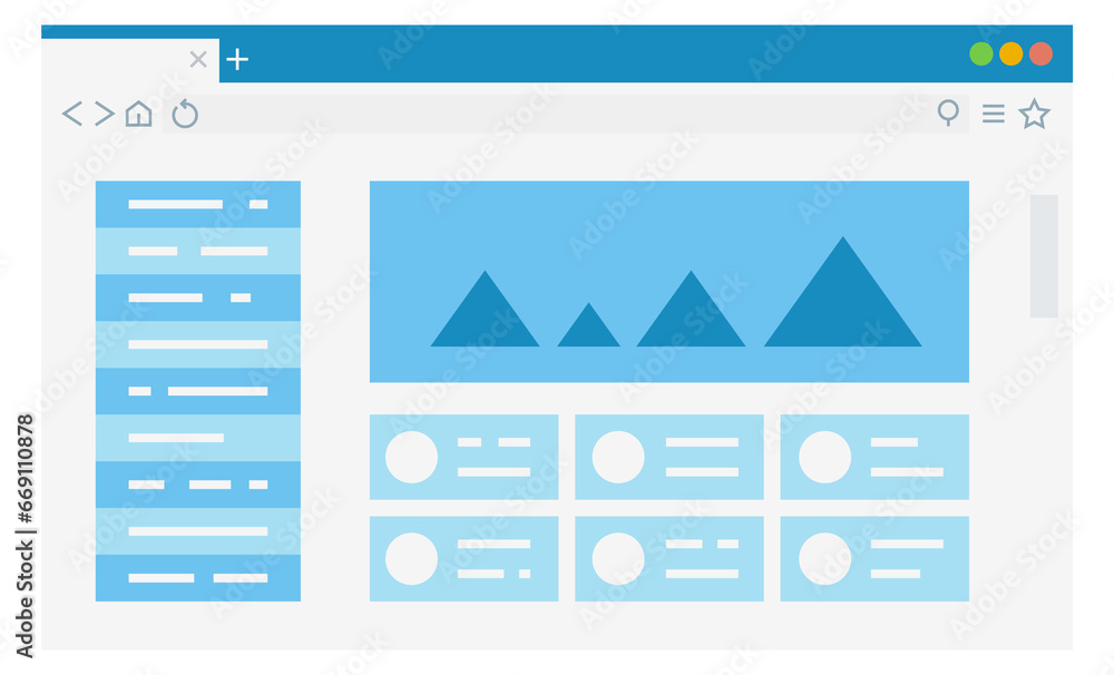 Poster interface wireframe. website in browser. webpage frame