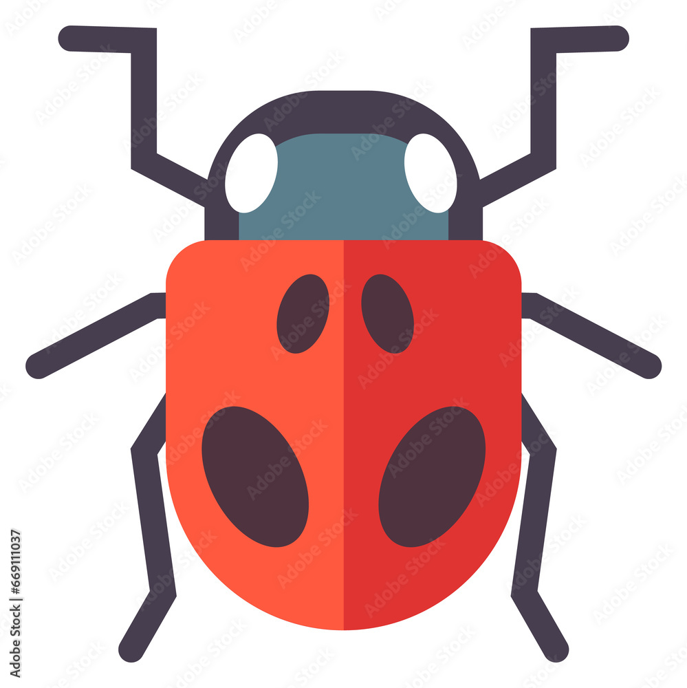 Sticker Ladybug icon. Red ladybird beetle. Nature symbol