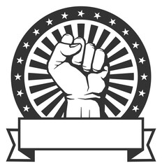 Revolution symbol. Human fist badge. Fight club logo