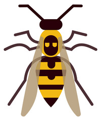 Wasp color icon. Flying striped wild insect