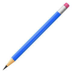 Blue pencil mockup. Realistic drawing tool. School supply