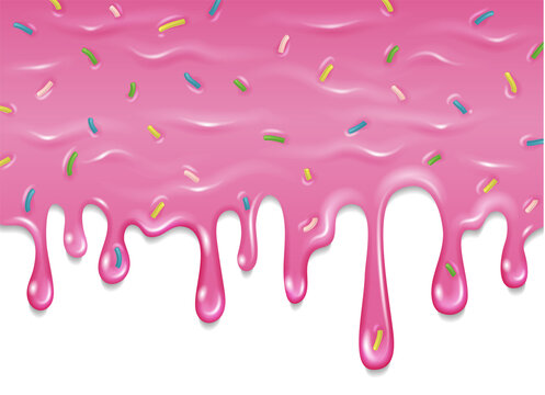 Pink frosting with color sprinkles. Sweet dripping border