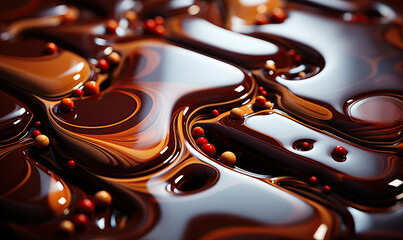 Abstract brown background with an image of liquid chocolate.