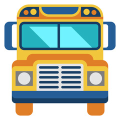 School bus flat icon. Transport front view