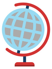 Globe flat icon. School geography tool symbol