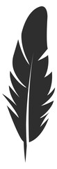Bird feather black icon. Calligraphy ink logo