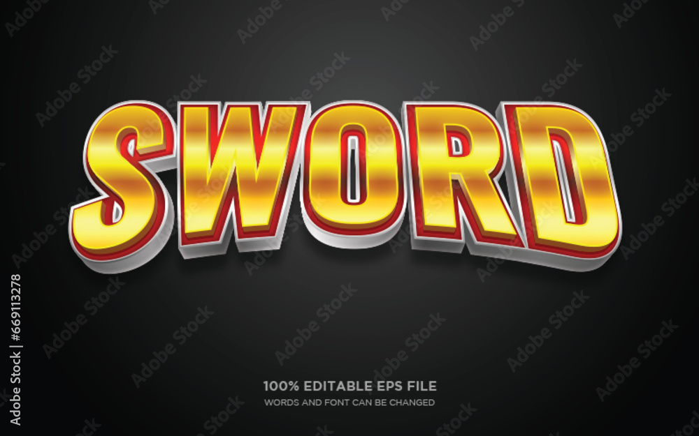 Poster sword 3d editable text style effect