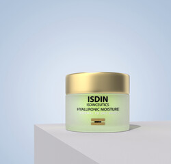 Malaga, Spain ; June 06 2023: ISDIN Isdinceutics Hyaluronic Moisture Normal to dry.Hydrating facial cream with hyaluronic acid