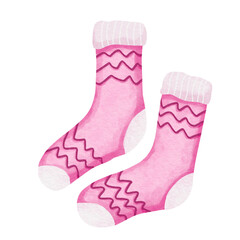 Winter socks elements watercolor hand drawn