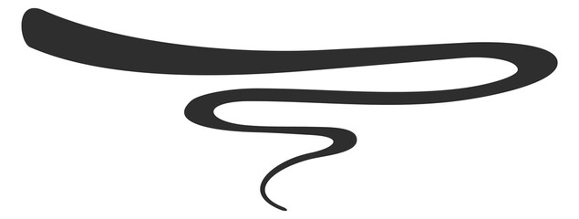 Black swoosh. Calligraphy letter tail. Decorative underline - obrazy, fototapety, plakaty