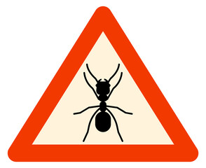 No pest sign. Ant in red triangle. Insect forbidden symbol