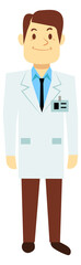 Man in lab coat. Medical scientist cartoon character