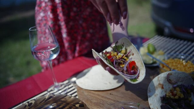 Homemade American soft shell beef tacos	