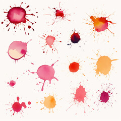 Colorful Ink Blots with HandDrawn Spatters