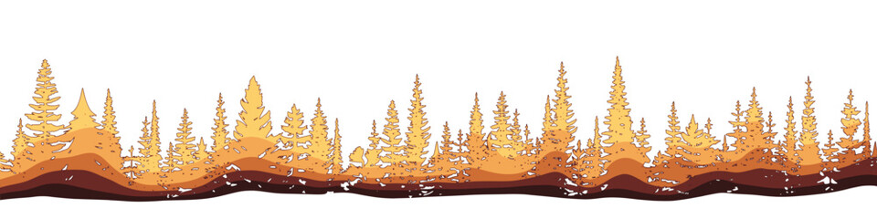 Coniferous forest, colored natural border, isolated on white background © Valerii