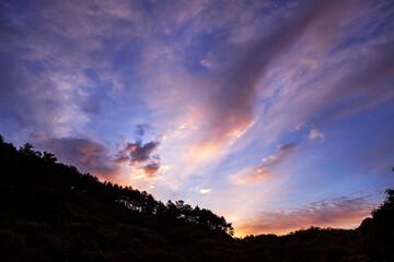 The beautiful sunrise time landscape and sky at dawn.