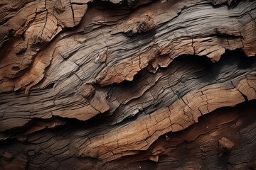 Bark peels in layers, revealing a rugged, weathered surface.