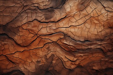 Bark peels in layers, revealing a rugged, weathered surface. - obrazy, fototapety, plakaty