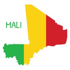 Mali National Flag Shaped as Country Map