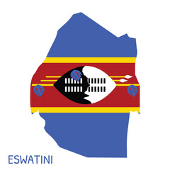 Eswatini National Flag Shaped as Country Map
