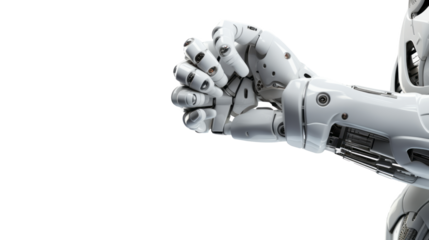 White cyborg robotic hand  finger - 3D rendering isolated on free PNG background.