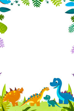 cute dinosaurs frame border emptypage Whitebackground