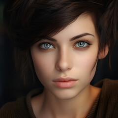 Obraz premium Close-up portrait of an attractive young woman