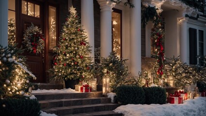 Fototapeta na wymiar A luxurious home decked out in Christmas decorations that evoke a sense of wonder and enchantment 
