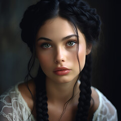 Beautiful young woman with braided hair