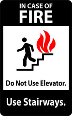 In Case Of Fire Sign Do Not Use Elevators, Use Stairways