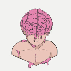 Melted Human Brain Vector Illustration
