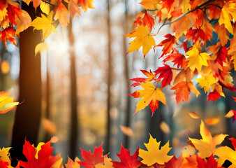 Naklejka na ściany i meble autumn leaves, Illustration by Generative Ai