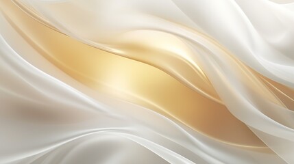 Abstract White and Gold Textile Transparent Fabric, soft Light Background for Beauty Products
