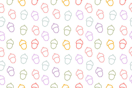 Seamless pattern witn acorn on white isolated background
