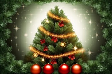 Fototapeta na wymiar Christmas tree with presents. Christmas tree with decorations and gifts. Christmas or New Year background
