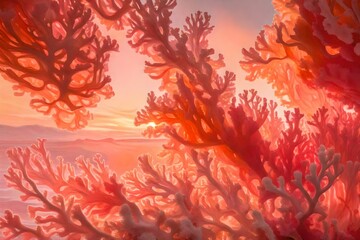 Soft Coral, Peach, and Rosy Pink in a Liquid Harmony, Casting a Warm and Abstract Glow.