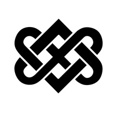 vector endless knot hearts on white background.vector woven hearts