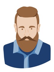 Portrait of a man with a beard flat style