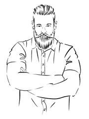 Portrait of a man with a beard pencil style illustration