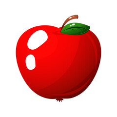 Red apple isolated. Vector illustration. Organic fruit. Cartoon style. Vegan and cooking design. Perfect for children's books, food packaging, posters, educational materials, and more.