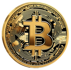 Golden cryptocurrency bitcoin on a transparent background ai generated - obrazy, fototapety, plakaty
